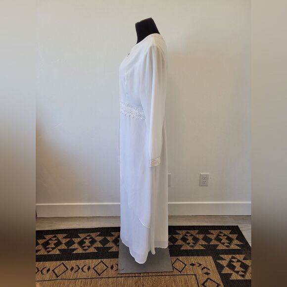 White Elegance Temple Dress Wedding Modest Church Maxi Front Zipper Medium - Picture 3 of 13